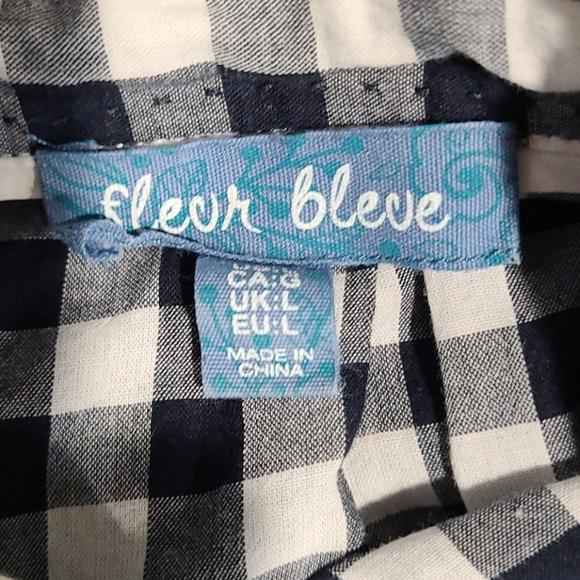 BLOUSE: Black/White Check Button Down Blouse - Picture 4 of 8